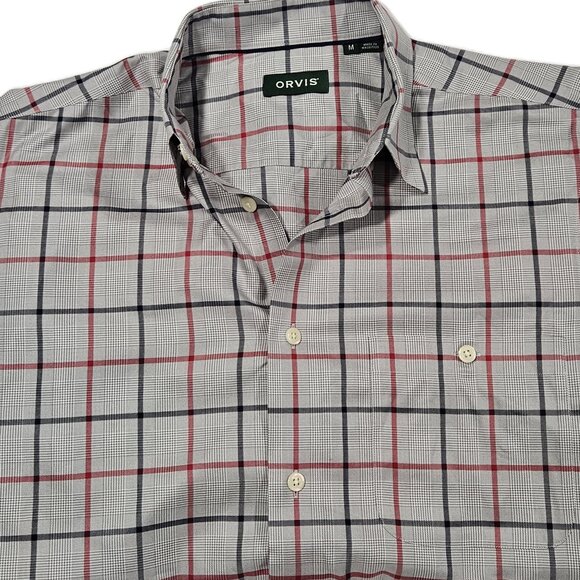Orvis Mens M Plaid Wrinkle Free Cotton Long Sleeve Button Shirt - Picture 5 of 8